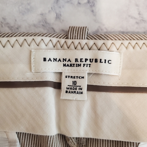 Banana Republic Shorts Martin Fit‎ Womens 10 Tan Stripes Neutral Preppy - Picture 3 of 11